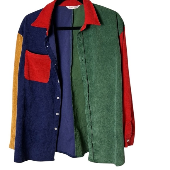 Oversized Corduroy women shirt ,PTP 22” women Colorblock ,colorful S/ M/ - Picture 7 of 14
